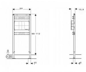 Монтажний елемент Geberit Duofix для ванни та душу, 98-112 см, вбудований в стіну