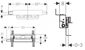 Монтажний елемент Kombifix для душової системи, випуск d40 мм, низька висота конструкції