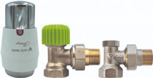 Комплект підключення Vario Term STANDARD  ½” / ½” Термостатичний клапан SFK 15 або SFP 15 Запірний клапан FK або FP Термоголовка  PRESTIGE   GS.02-01C